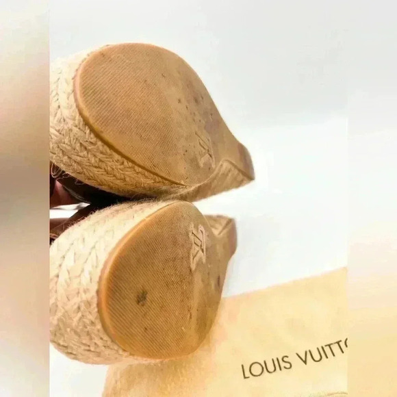 Louis Vuitton Manyara Women’s Size 36 Brown Leather Wedge Espadrille Sandals - Picture 11 of 15